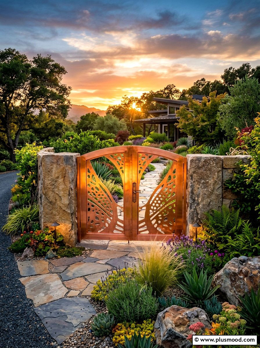 Copper Metal Gate - 25 summer garden gate ideas