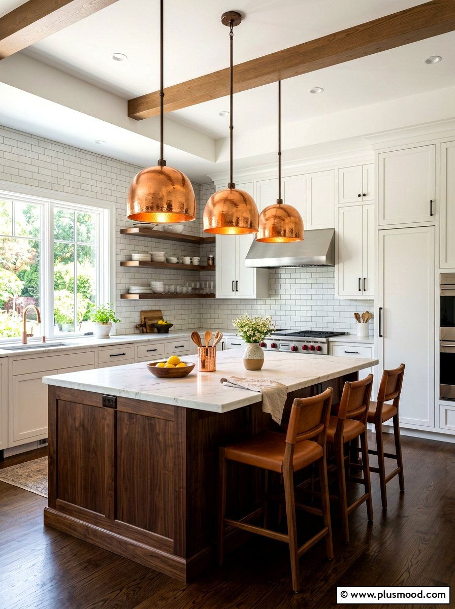 Copper Pendant Lighting - 25 summer kitchen makeover ideas