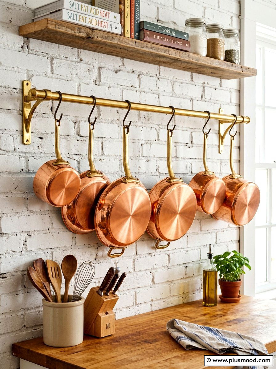 Copper Pot Hanging Rack - 25 late summer kitchen decor ideas