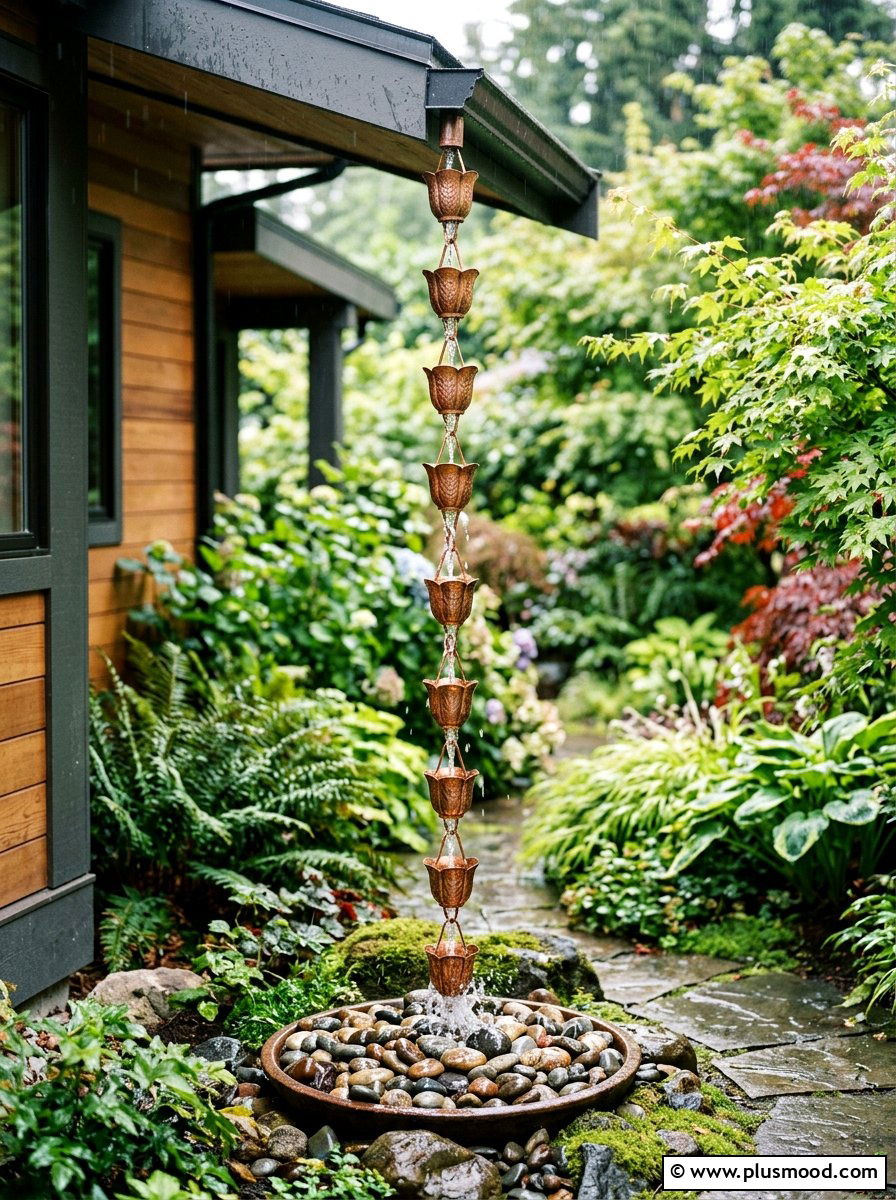 Copper Rain Chain - 25 Outdoor Garden Decor Ideas
