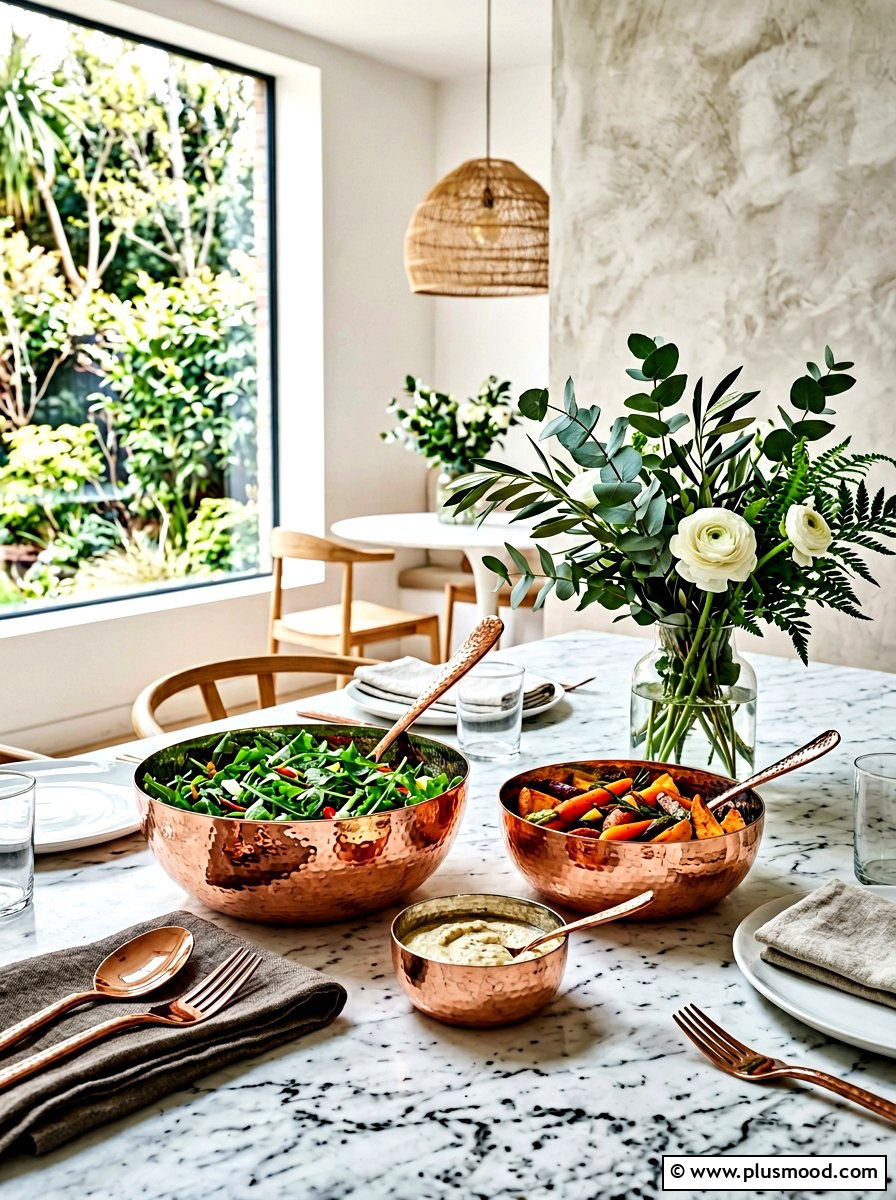 Copper Serving Ware Accents - 25 summer buffet table decor ideas