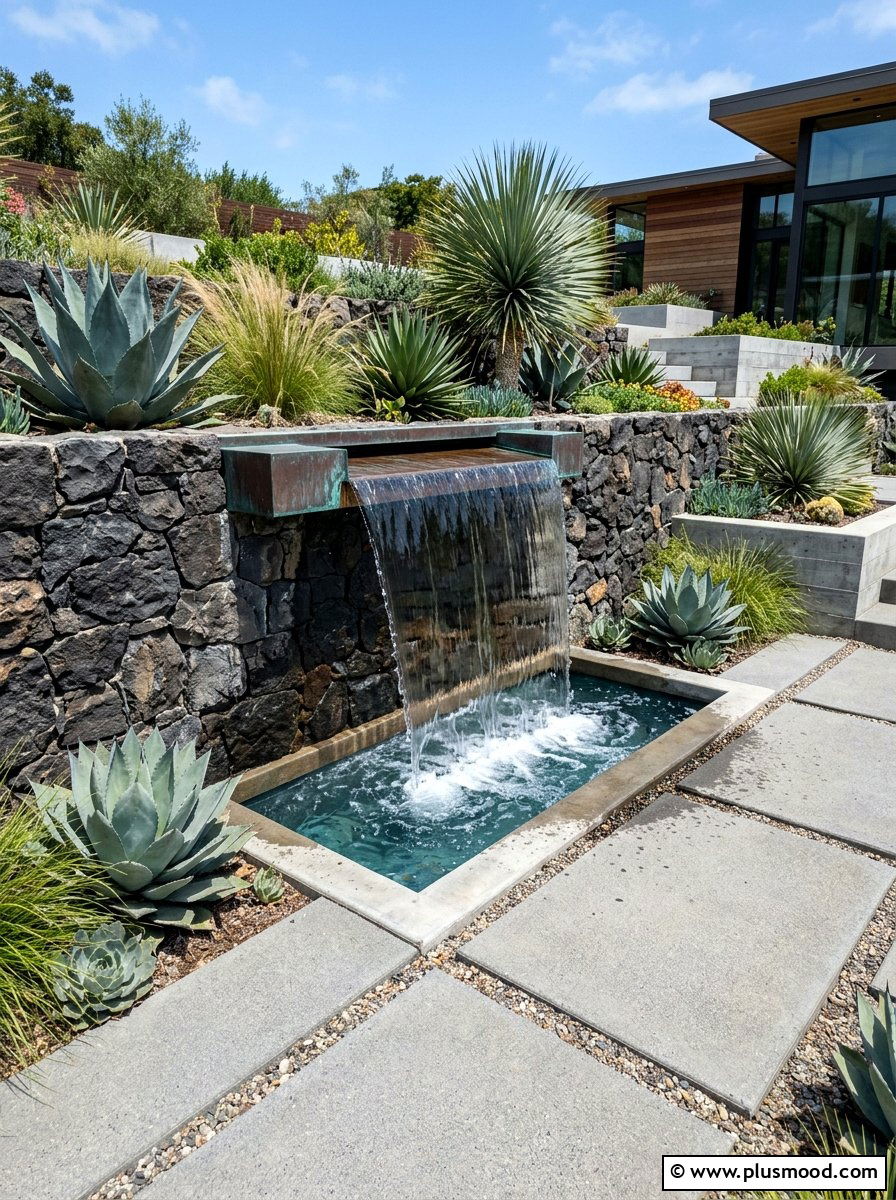 Copper Spillway - 25 summer backyard water feature ideas