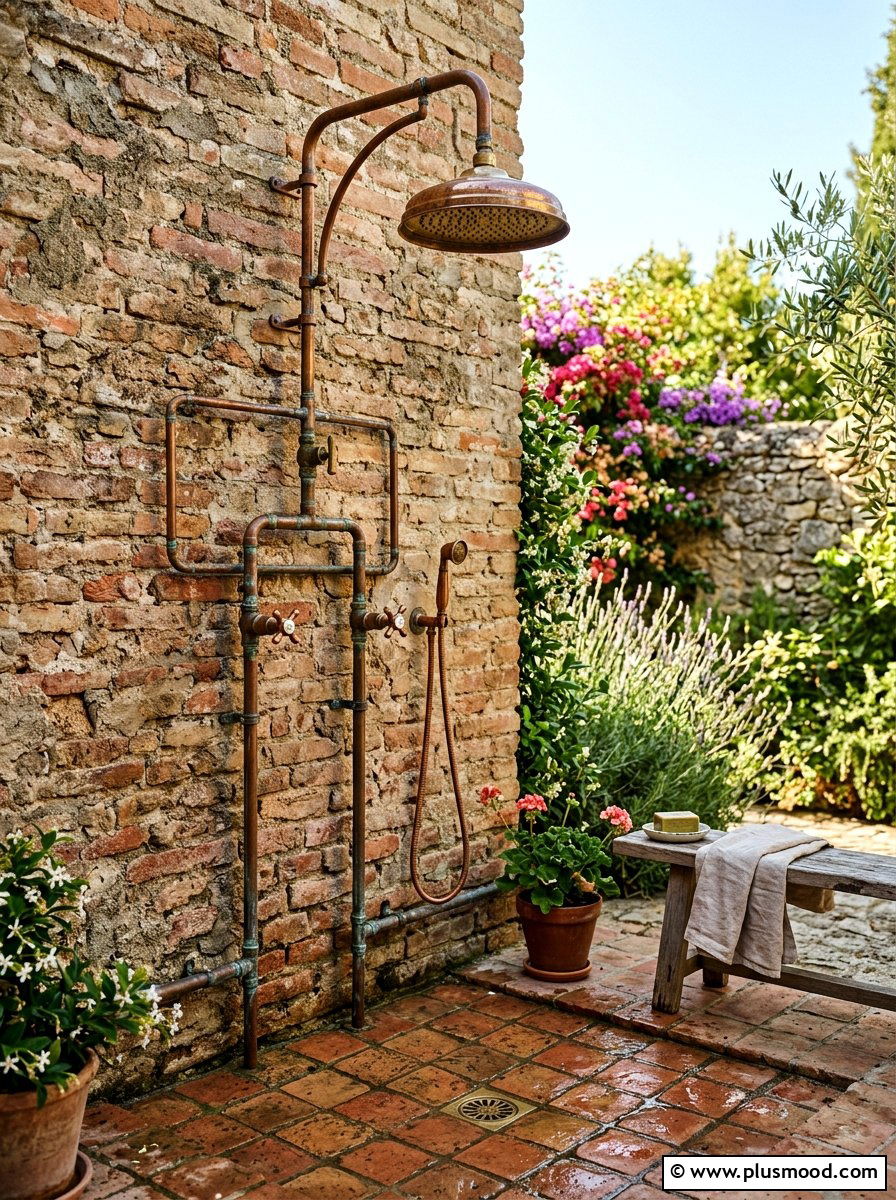 Copper outdoor shower - 25 summer outdoor shower ideas