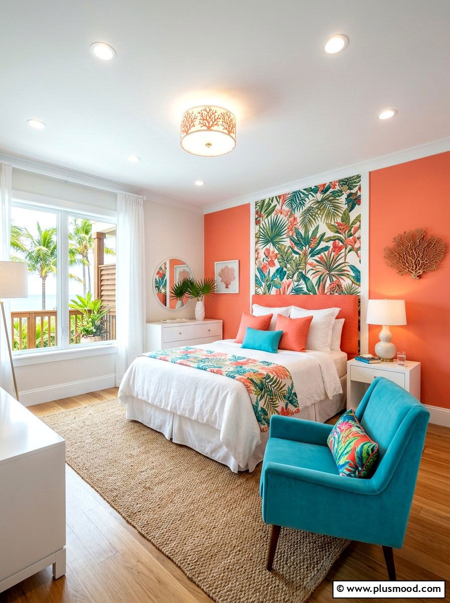 Coral Bedroom - 25 summer bedroom color ideas