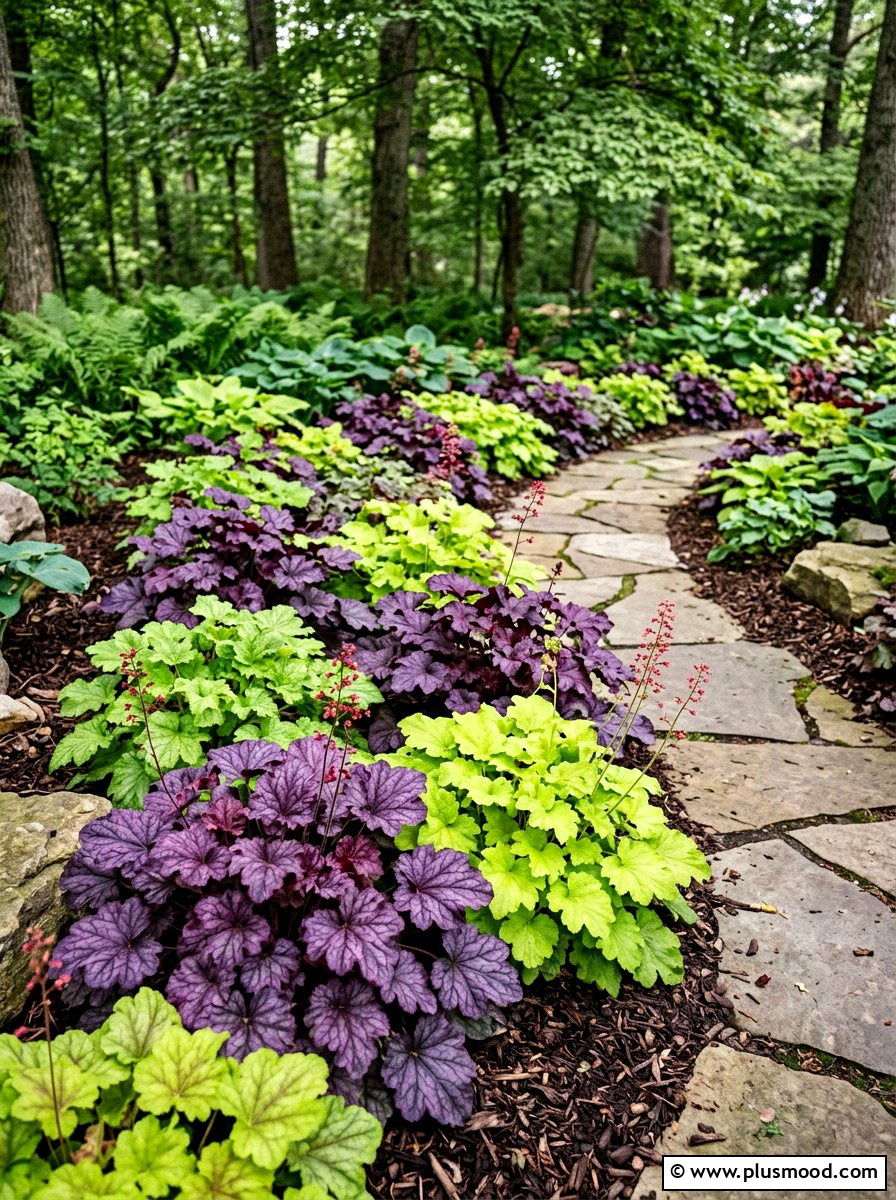 Coral Bells Garden - 25 summer foundation planting ideas