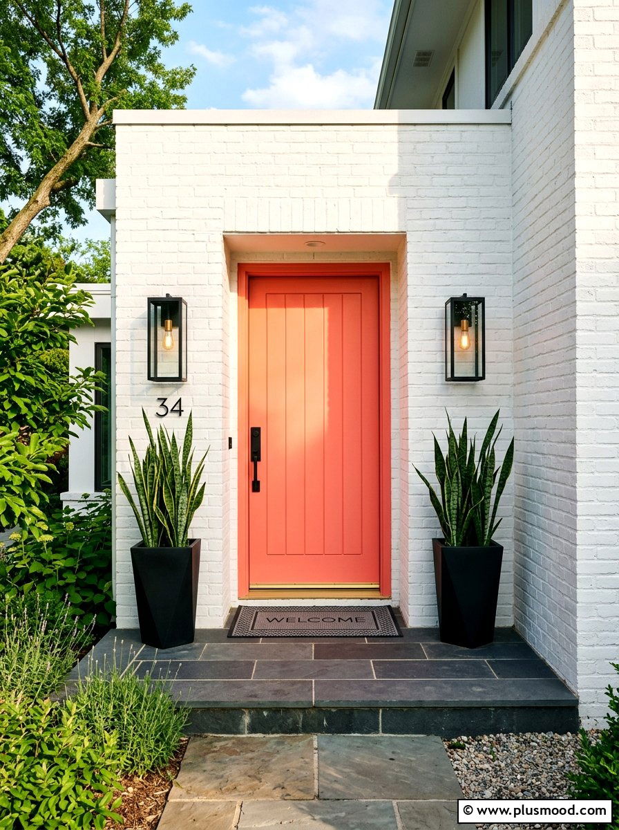 Coral Front Door - 25 summer front door color ideas