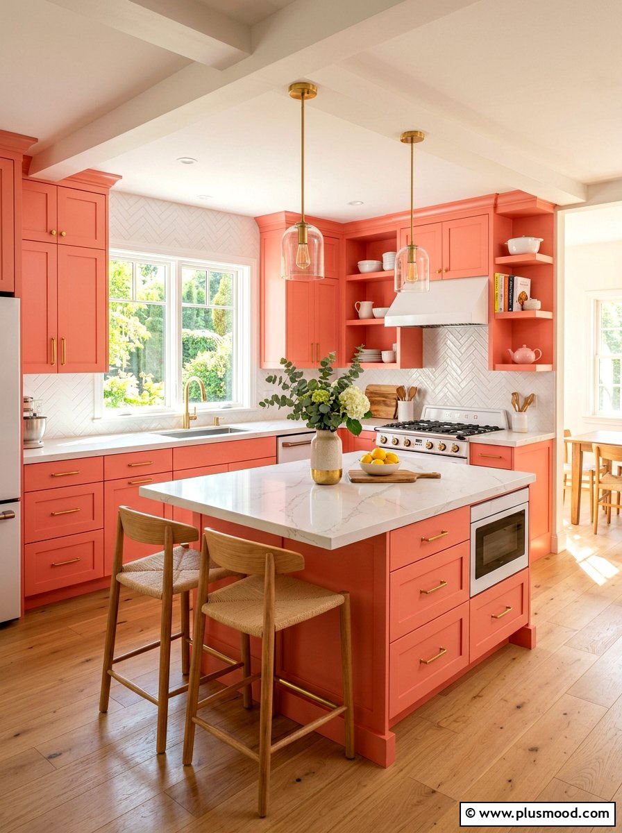 Coral Pink Kitchen - 25 summer kitchen color ideas