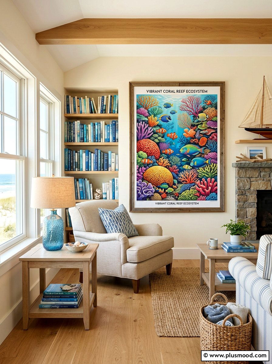 Coral Reef Illustration - 25 summer wall art ideas for living room