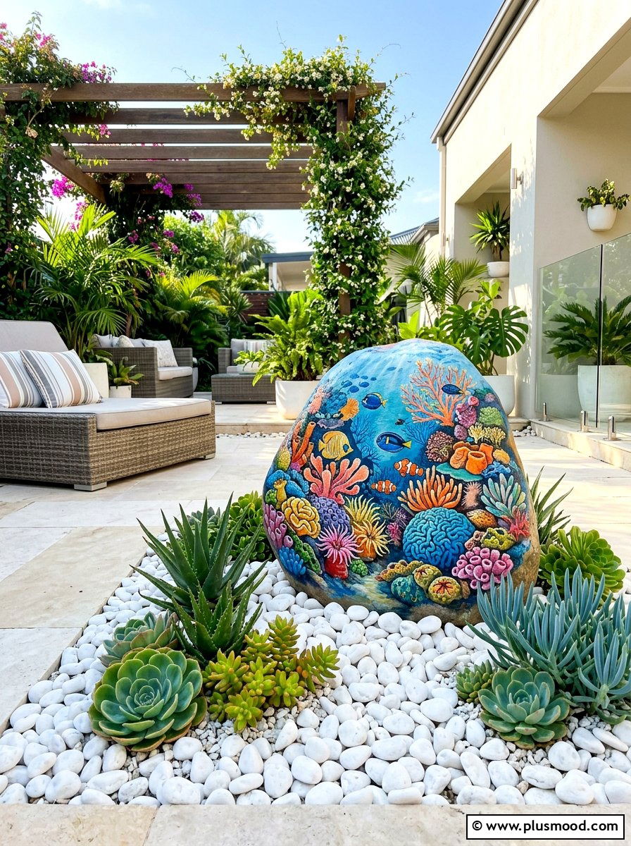Coral Reef Painting - 25 painted rock ideas with ocean theme