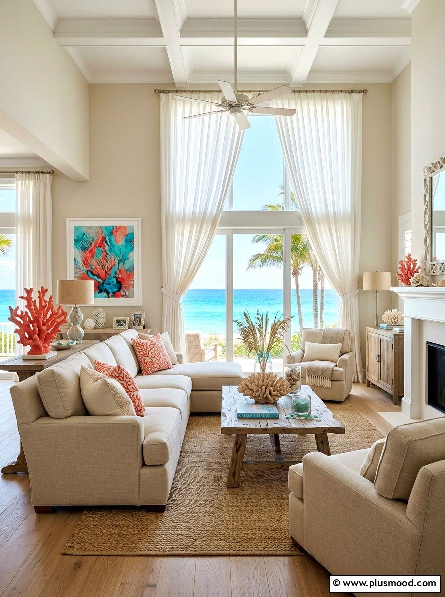 Coral Reef Theme Living Room - 25 summer decor ideas for beige living room