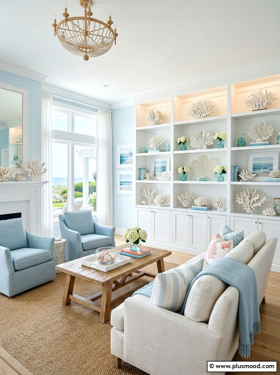 Coral Sculpture Decor - 25 summer shelf styling ideas for living room