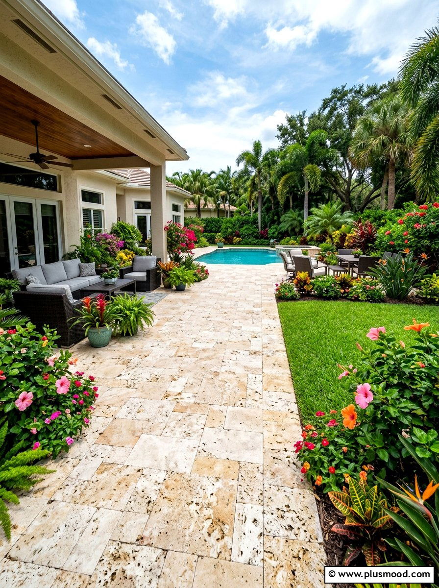 Coral Stone Paver - 25 summer island style backyard ideas