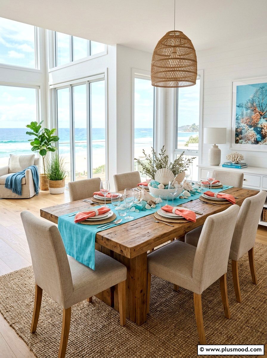 Coral and aqua dining room - 25 summer coral and aqua decor ideas