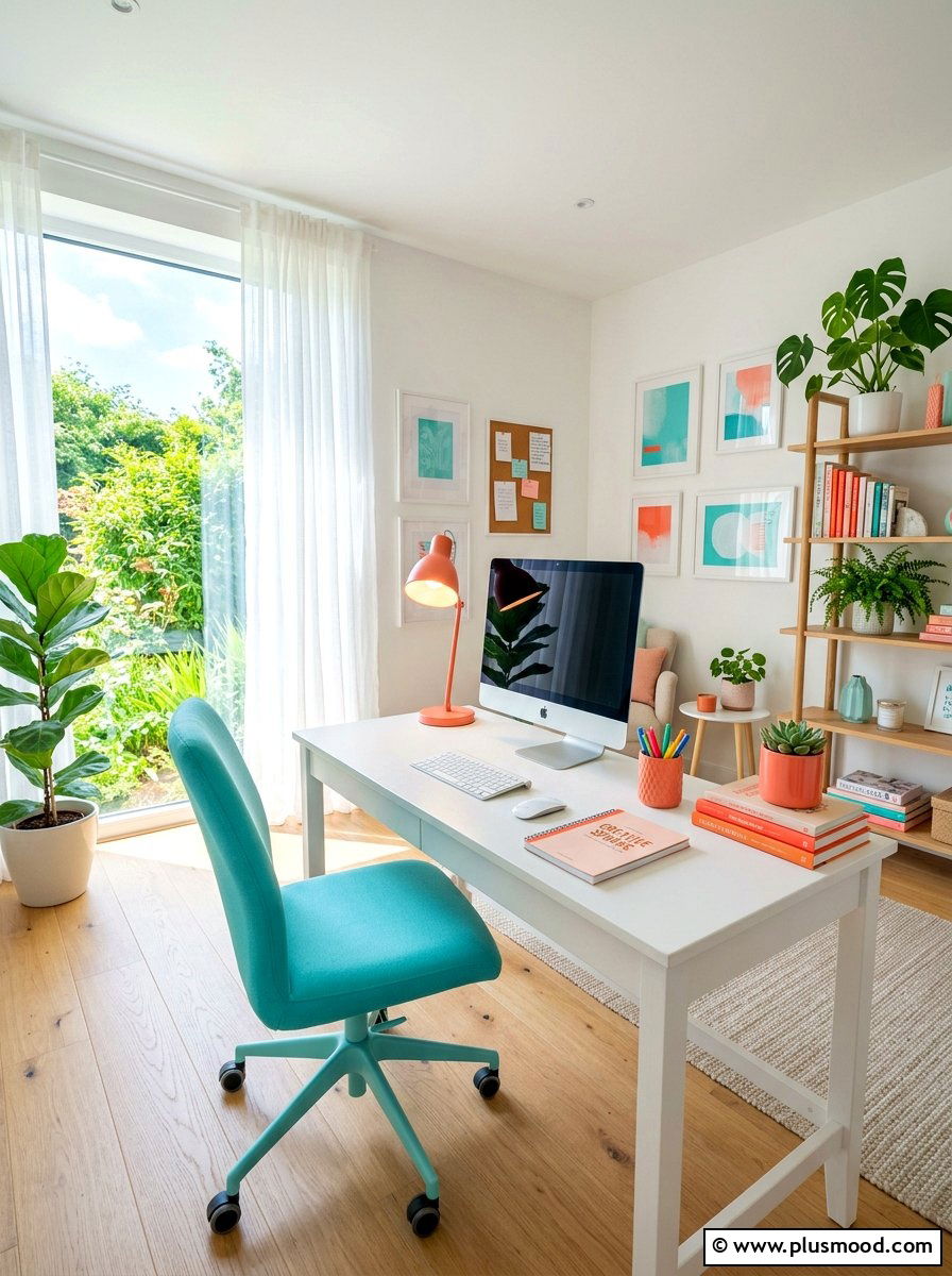 Coral and aqua home office - 25 summer coral and aqua decor ideas