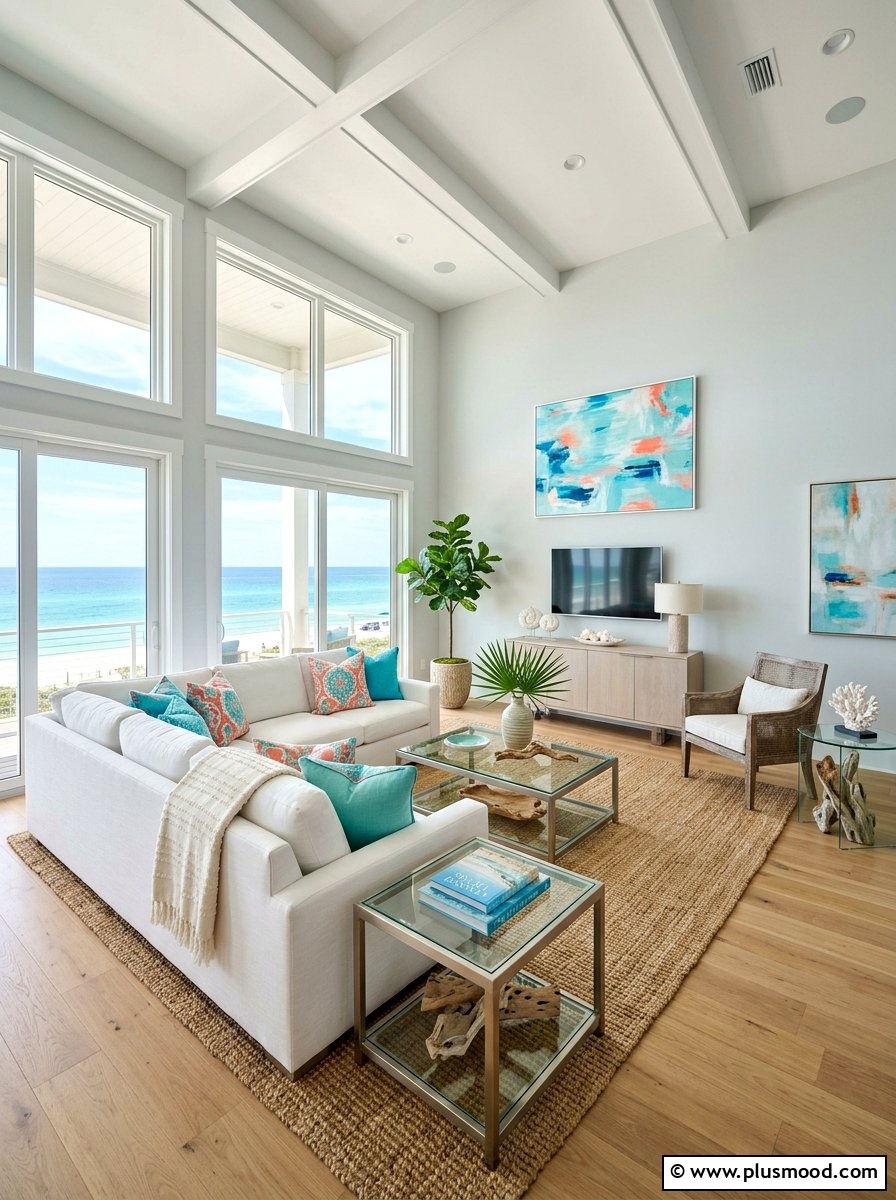 Coral and aqua living room - 25 summer coral and aqua decor ideas