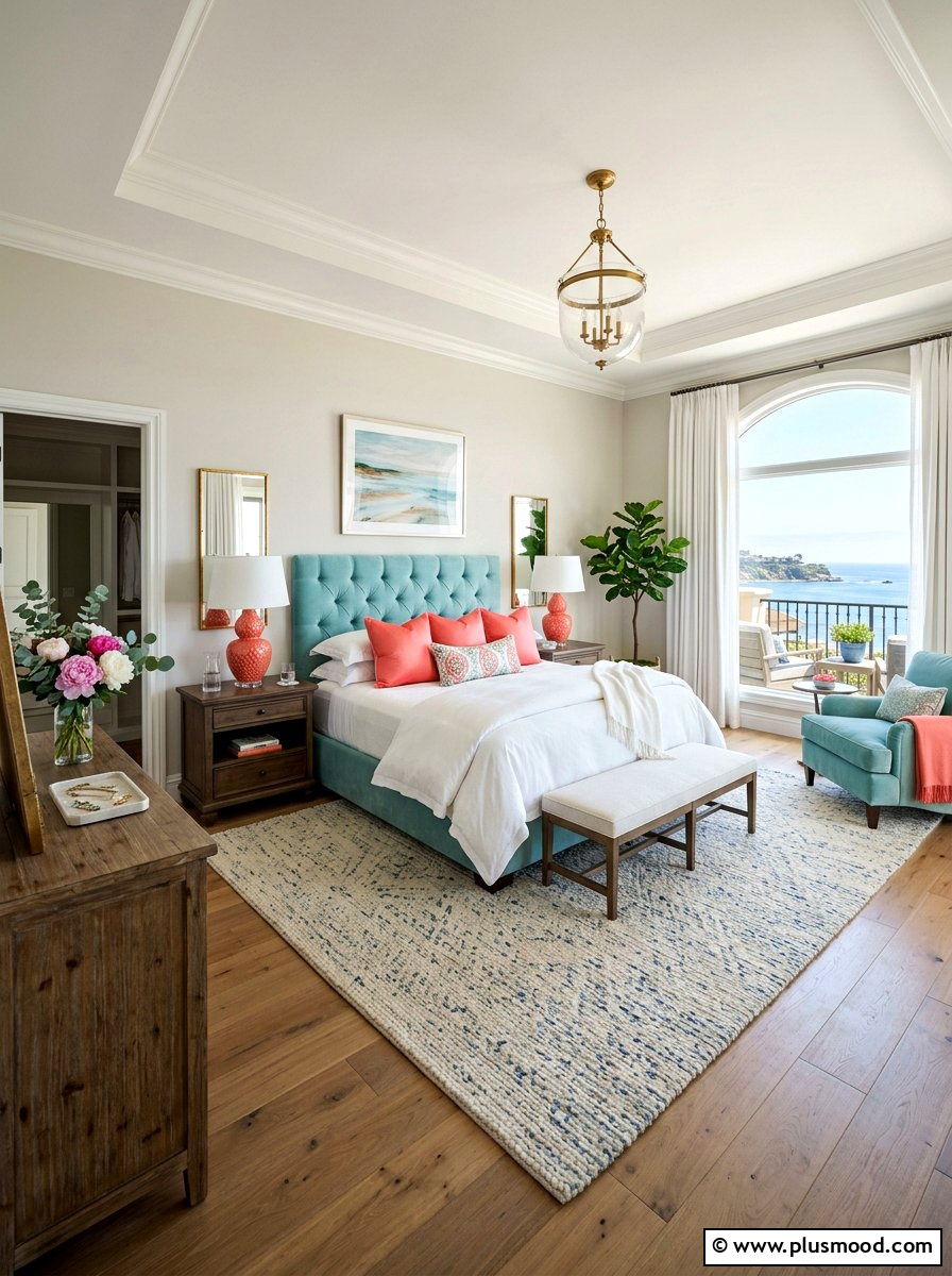 Coral and aqua master suite - 25 summer coral and aqua decor ideas