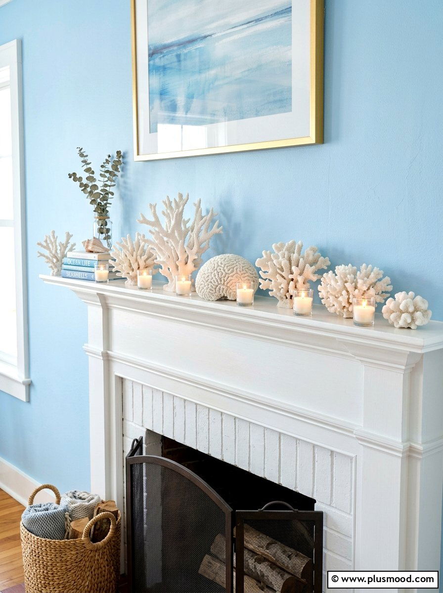 Coral mantle decor - 25 summer nautical decor ideas