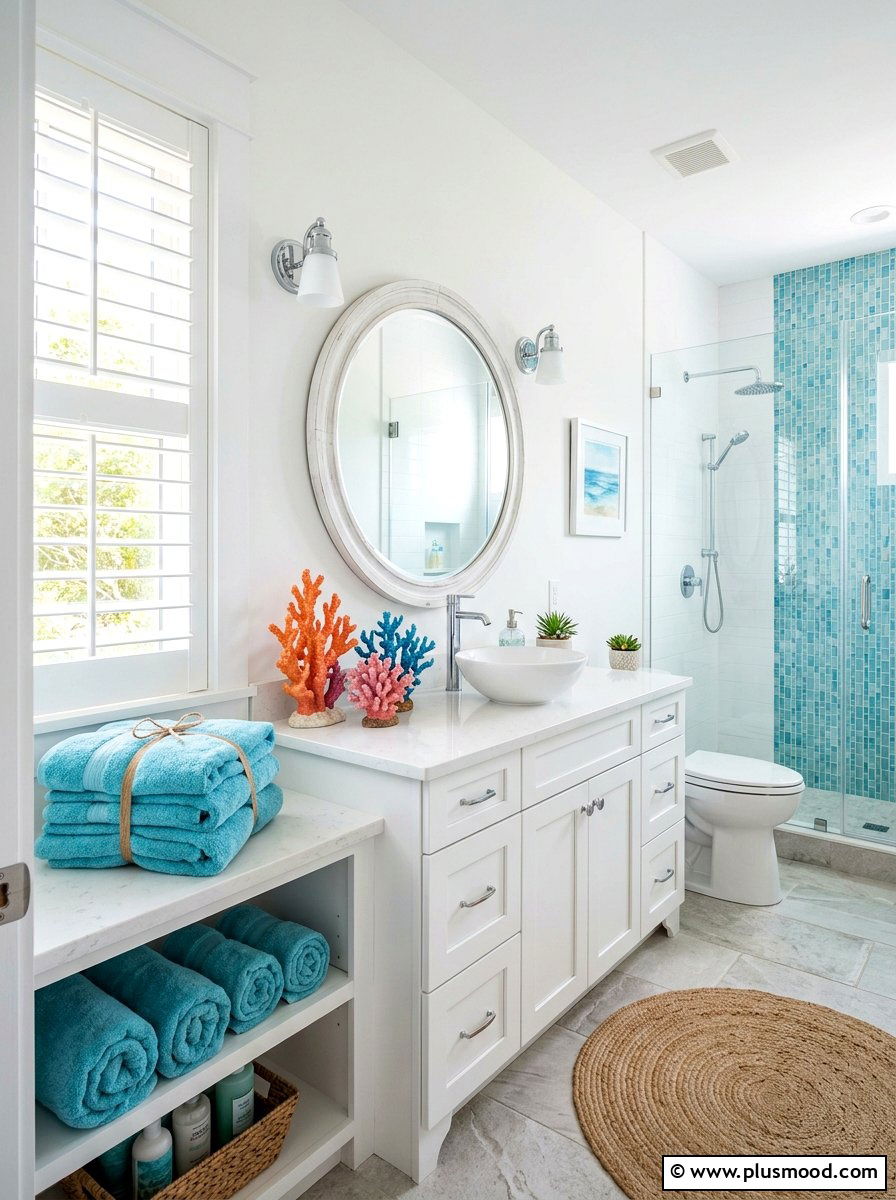 Coral reef bathroom decor - 25 summer tropical home decor ideas