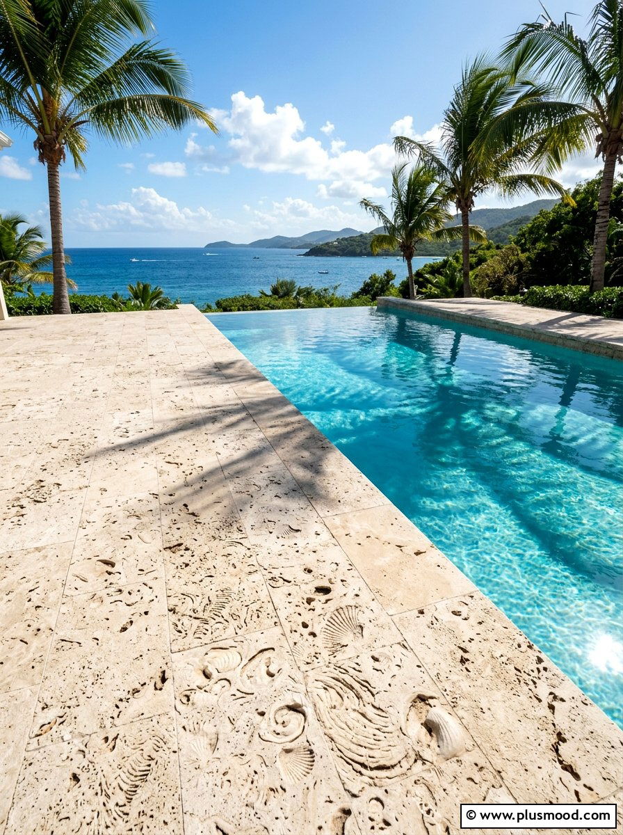 Coral stone deck - 25 pool landscaping ideas with natural stone