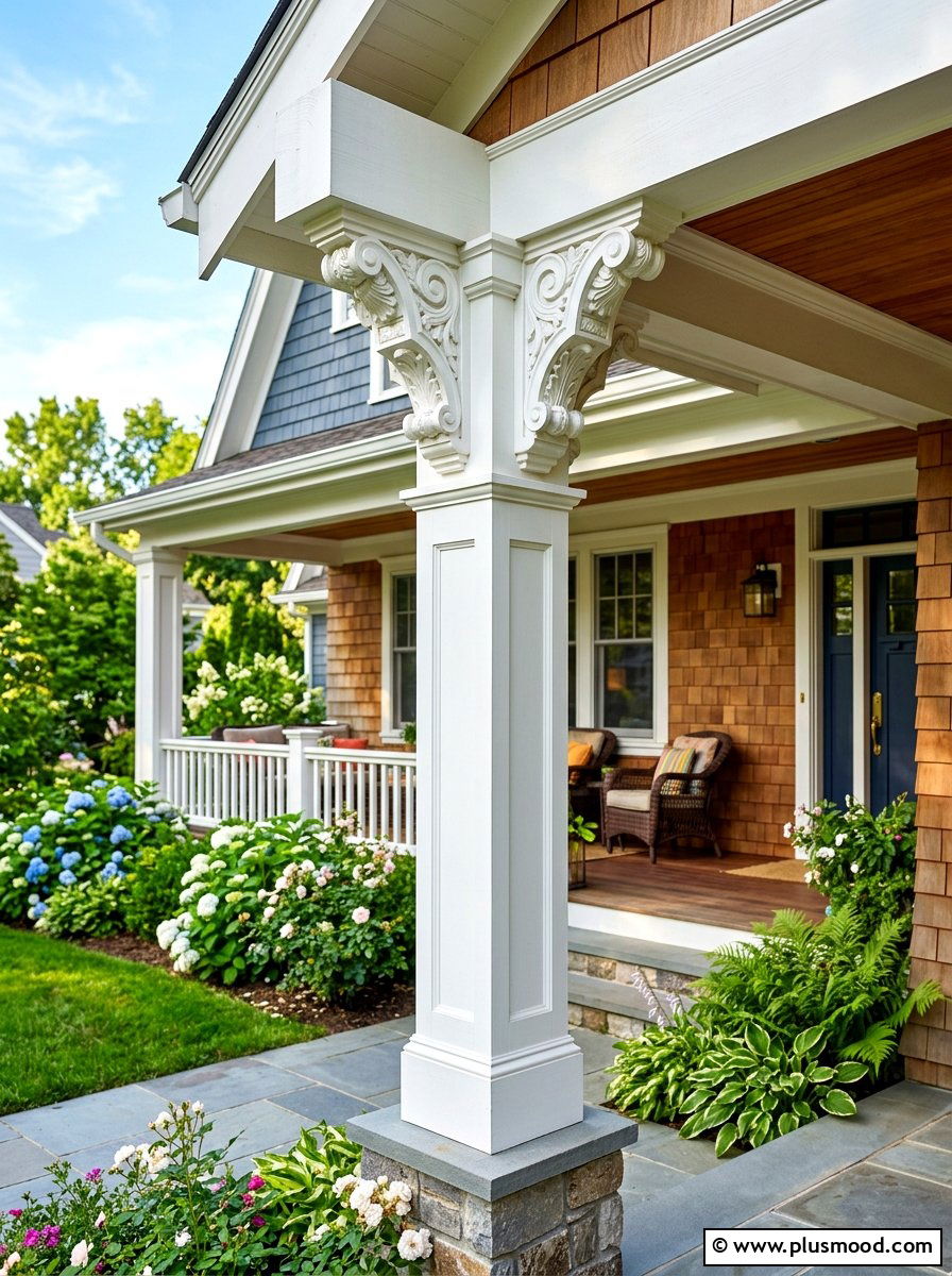 Corbel bracket porch column - 25 summer porch column decor ideas