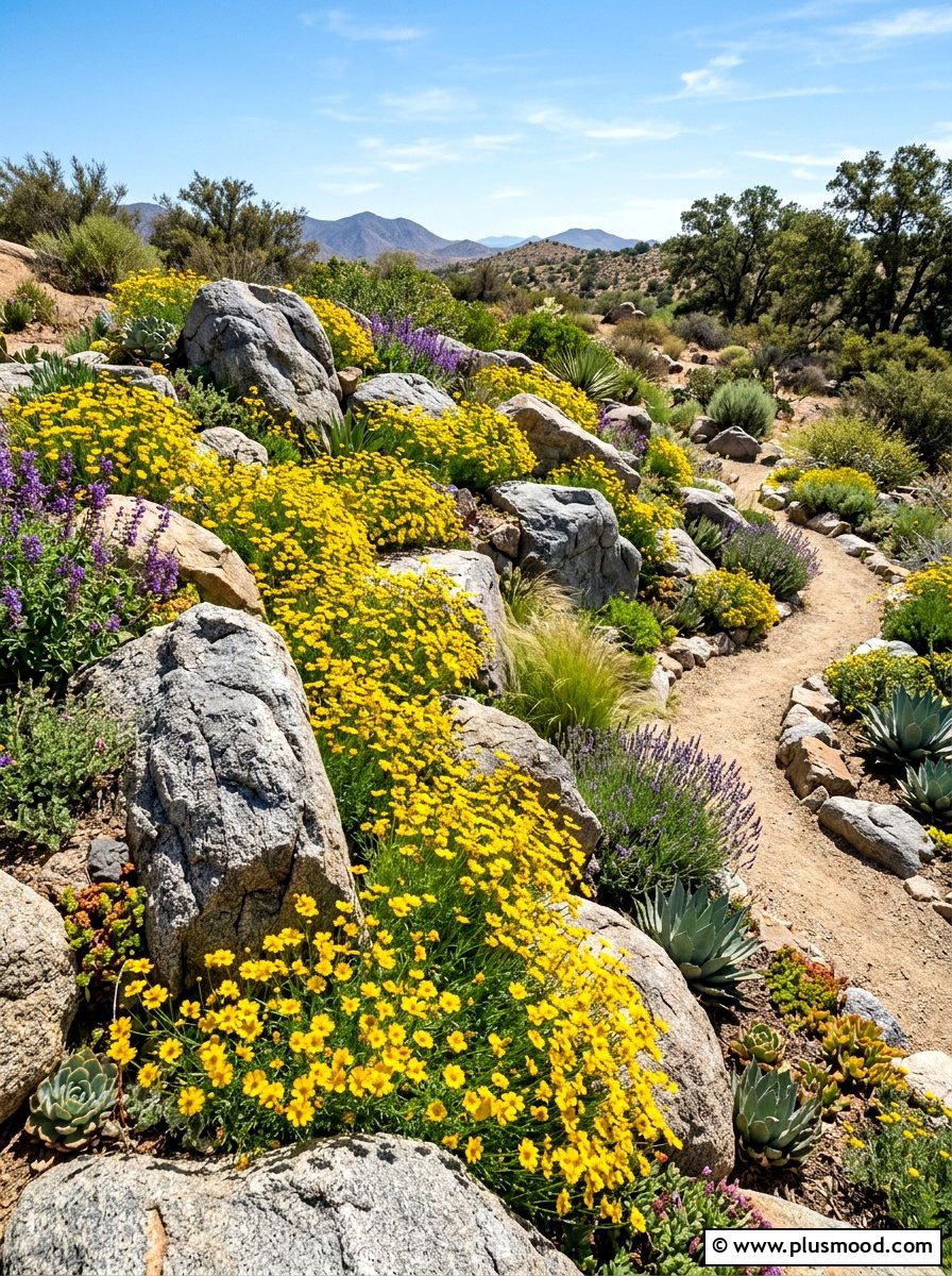 Coreopsis Rockery - 25 summer pollinator landscaping ideas