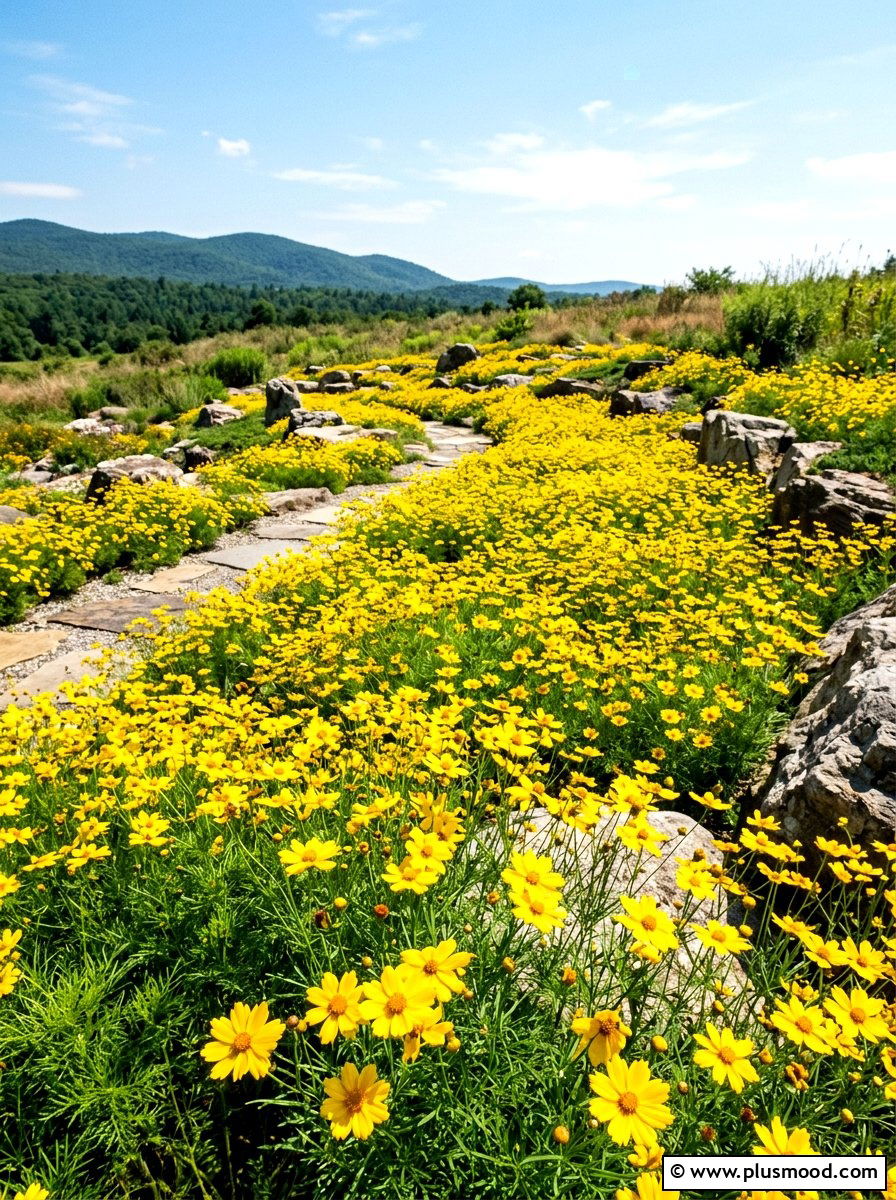 Coreopsis flower landscape - 25 late summer flower bed ideas