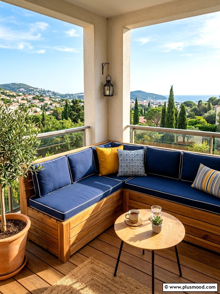 Corner Balcony Seating - 25 summer tiny balcony ideas