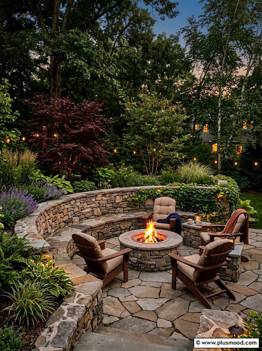 Corner Fire Pit - 25 small backyard ideas with fire pit