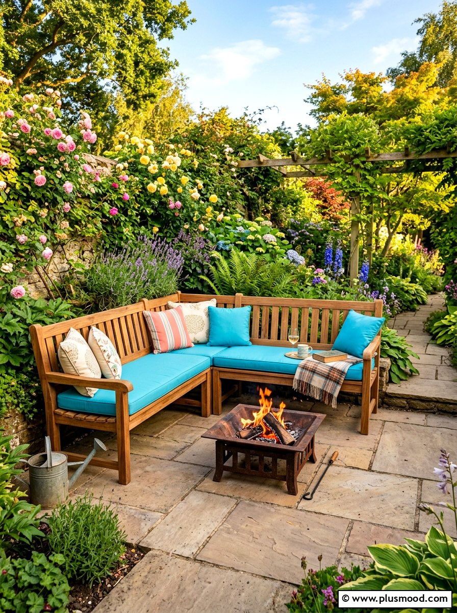 Corner Garden Bench - 25 summer small garden ideas
