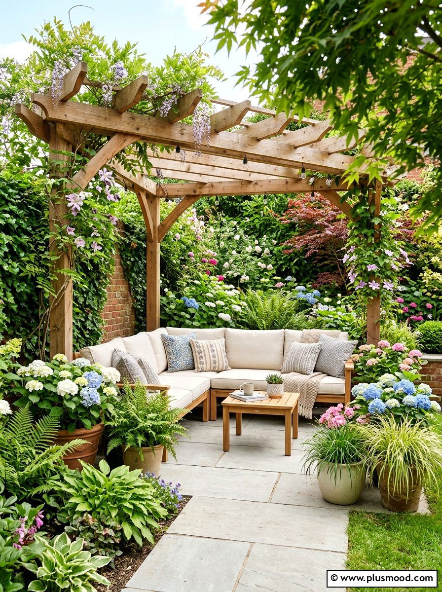 Corner Pergola - 25 small backyard ideas with pergola