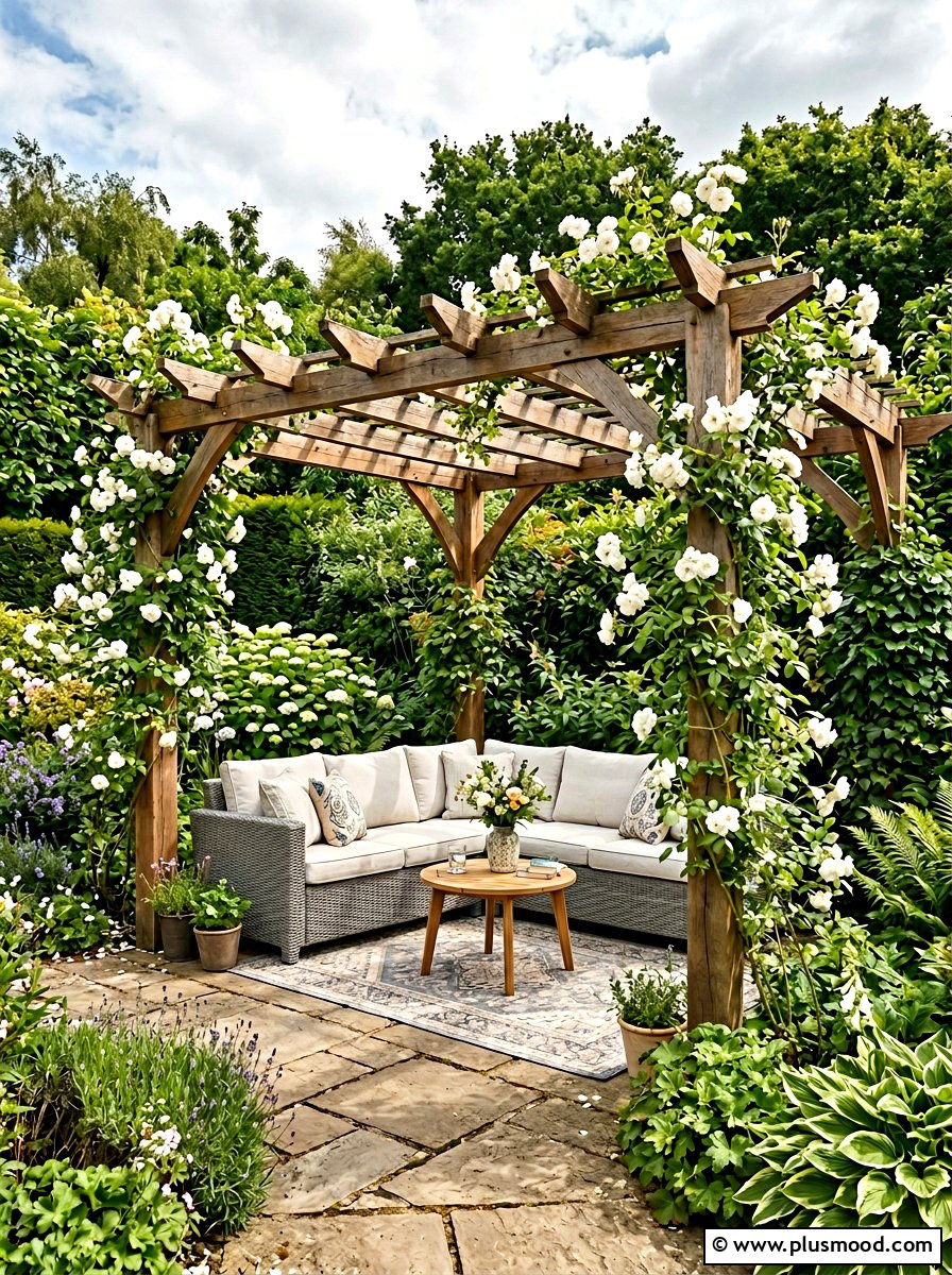 Corner Pergola - 25 small backyard ideas for small families