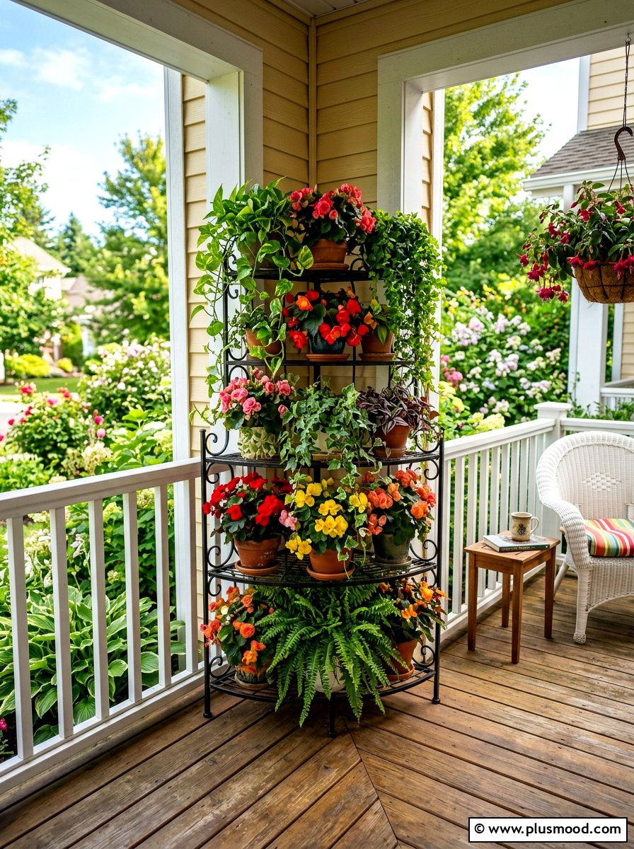 Corner Porch Plant Stand - 25 summer small front porch ideas