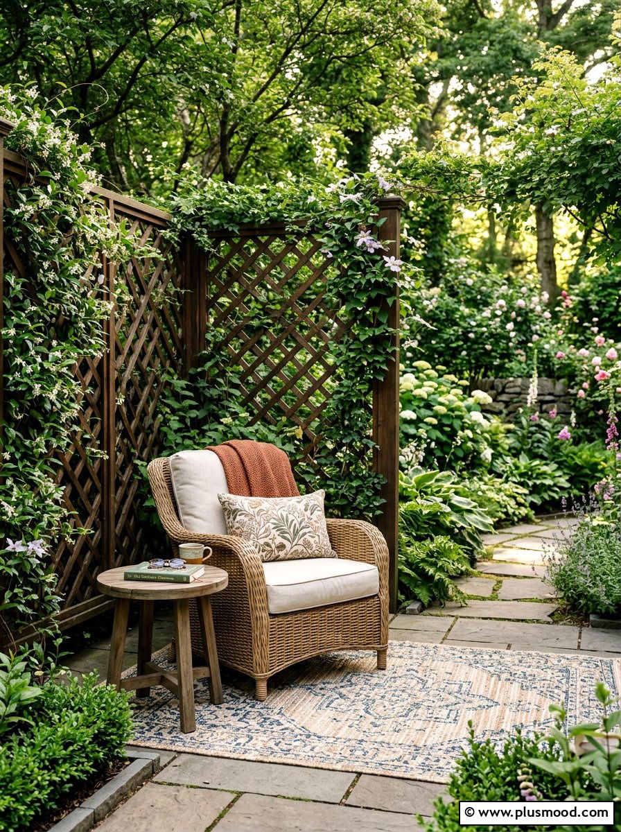 Corner Privacy Lattice - 25 small backyard ideas with lattice