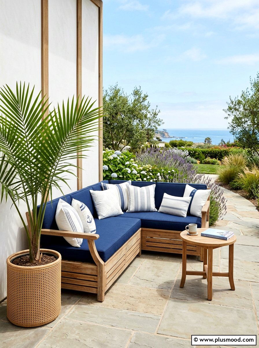 Corner Seating Bench - 25 small backyard ideas for beginners