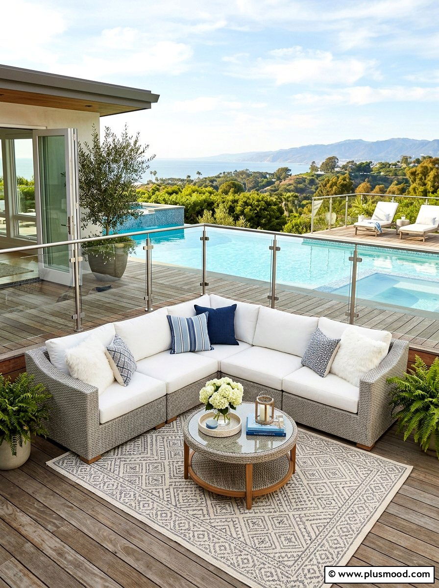 Corner Sectional - 25 summer poolside seating ideas