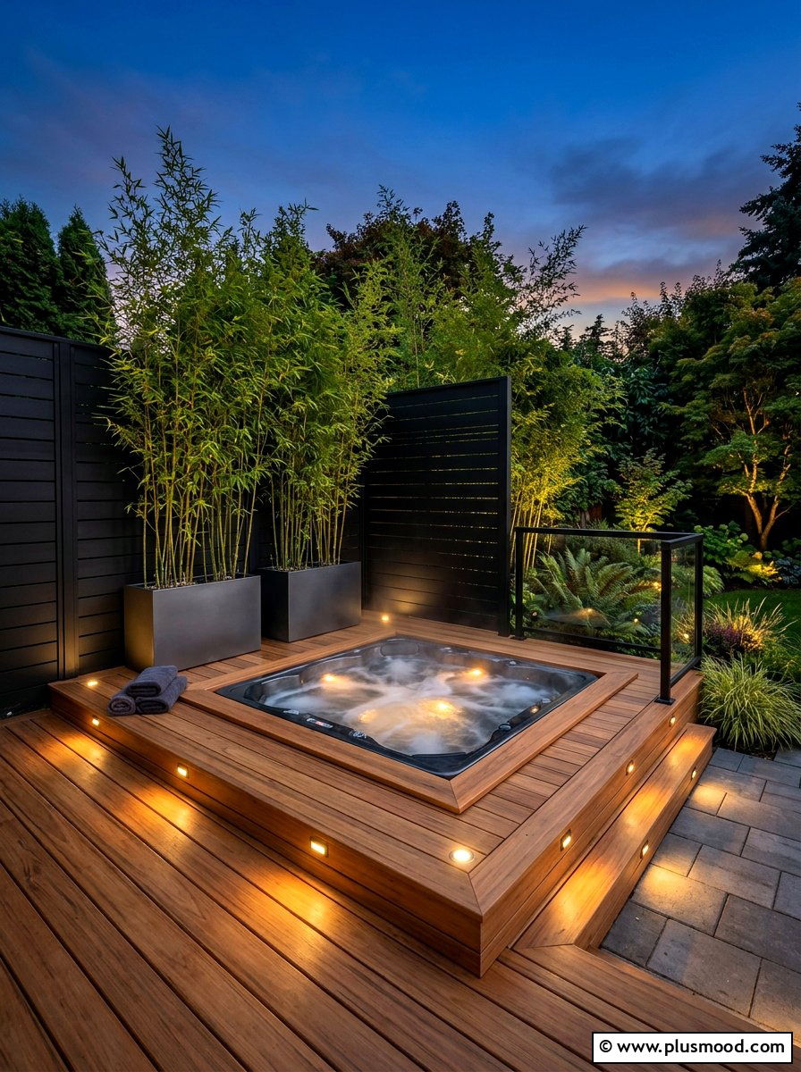 Corner hot tub deck - 25 small backyard ideas with hot tub
