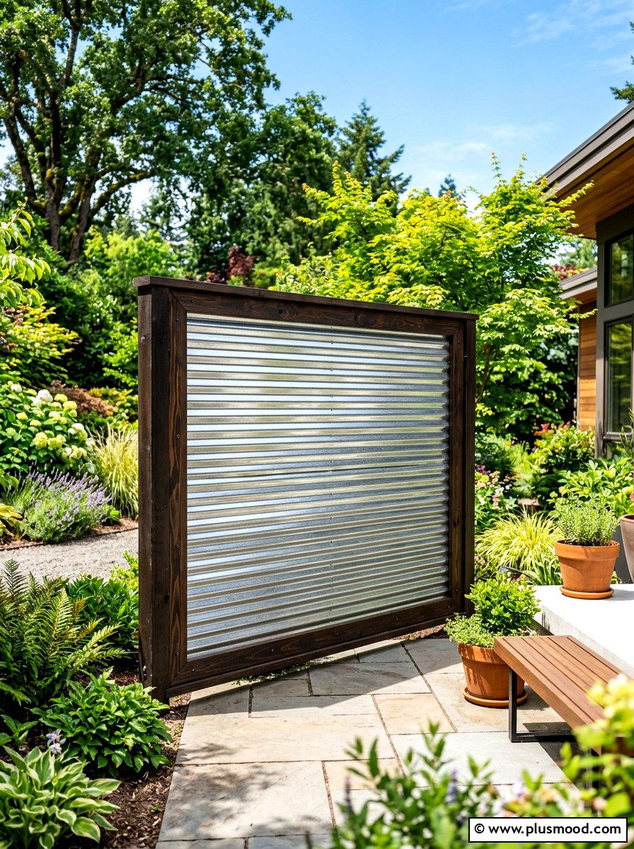 Corrugated Metal Panel - 25 summer garden privacy screen ideas