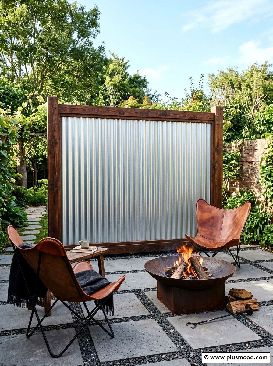 Corrugated Metal Panel - 25 summer backyard privacy ideas