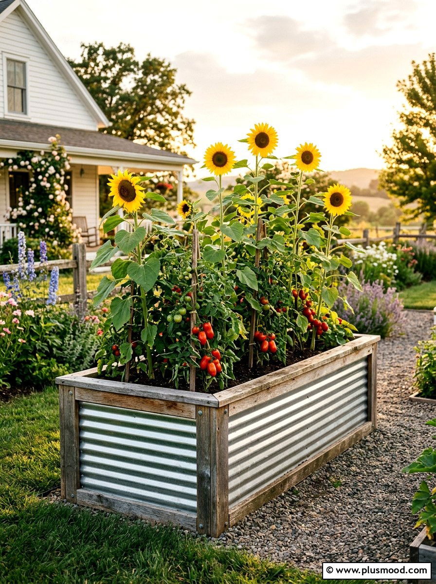 Corrugated Metal Planter - 25 small backyard ideas with raised beds