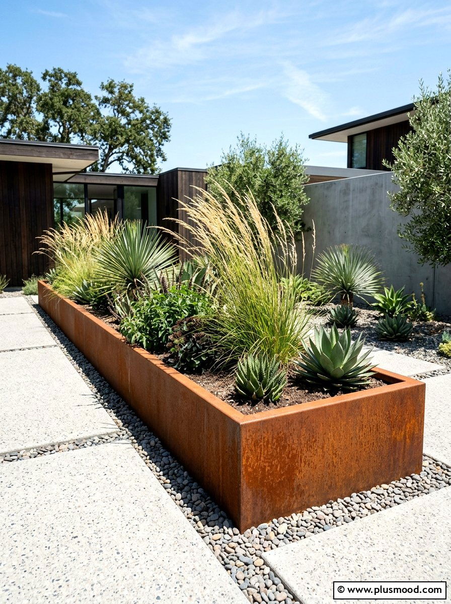 Corten Steel Garden Bed - 25 small backyard ideas with raised beds