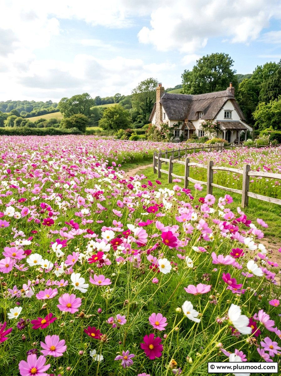 Cosmos Flower Field - 25 summer pollinator garden ideas