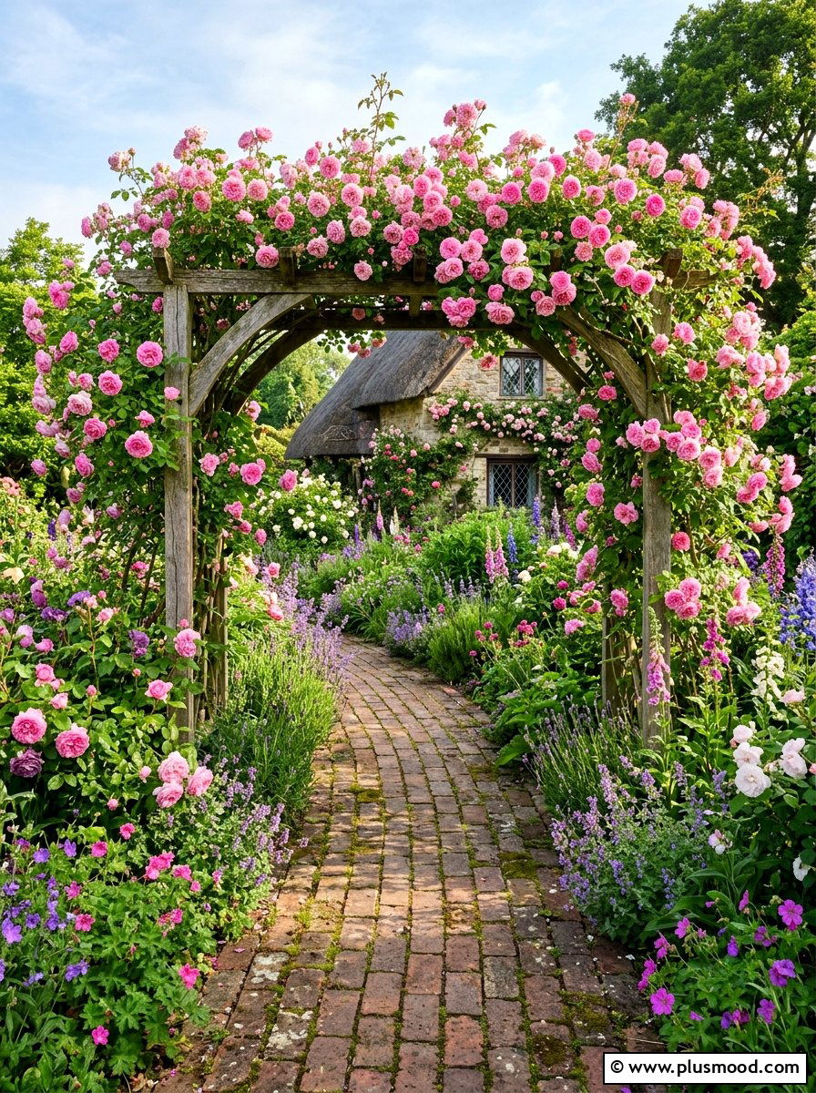 Cottage Garden Path Roses - 25 summer walkway landscaping ideas