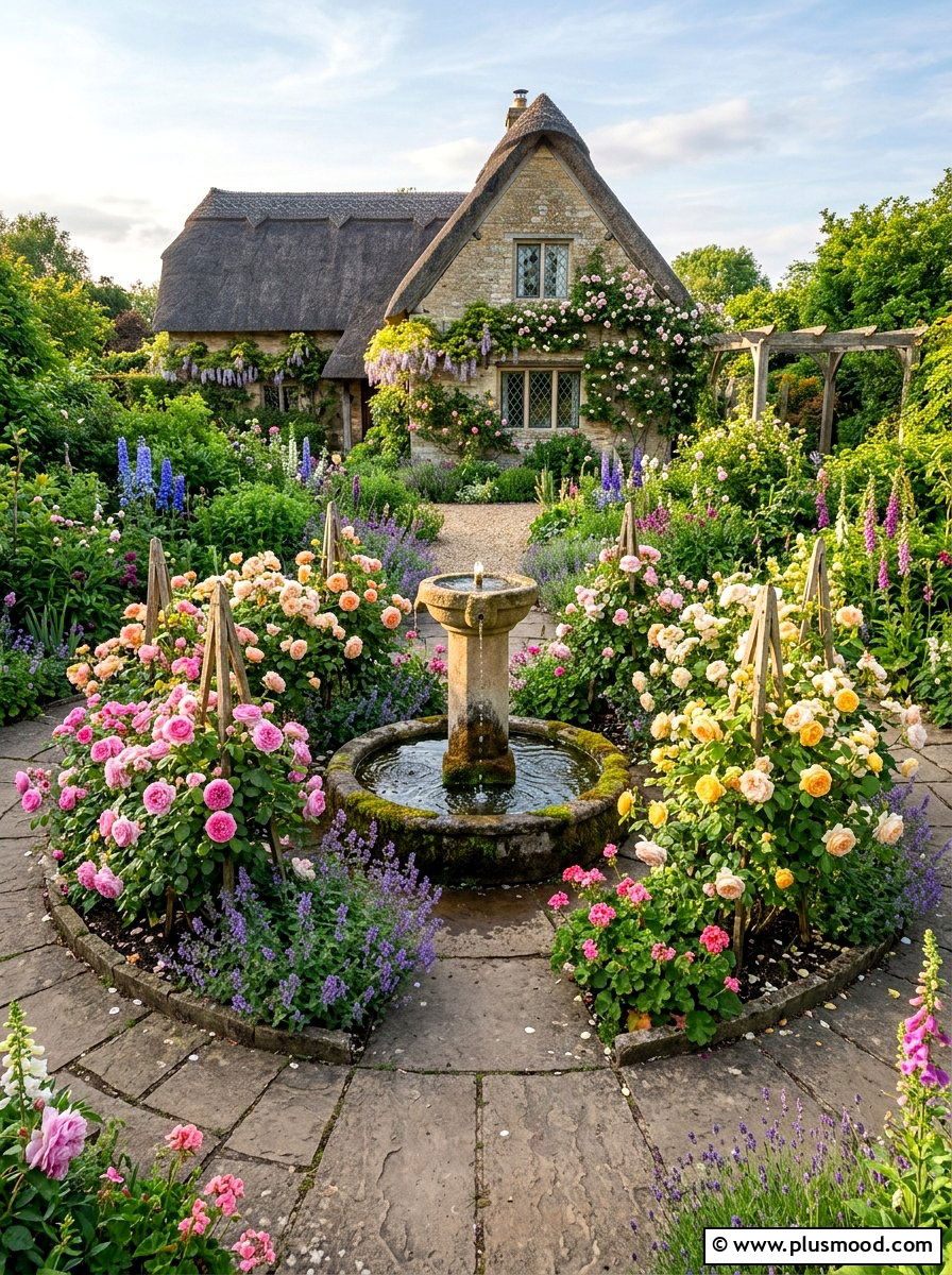 Cottage Garden Water Fountain - 25 summer cottage garden ideas