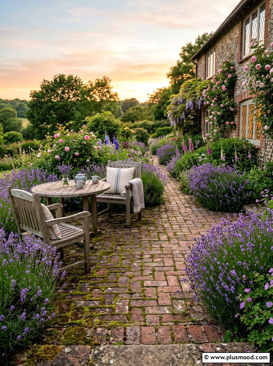 Cottage Style Brick Patio - 25 small backyard ideas with brick patio