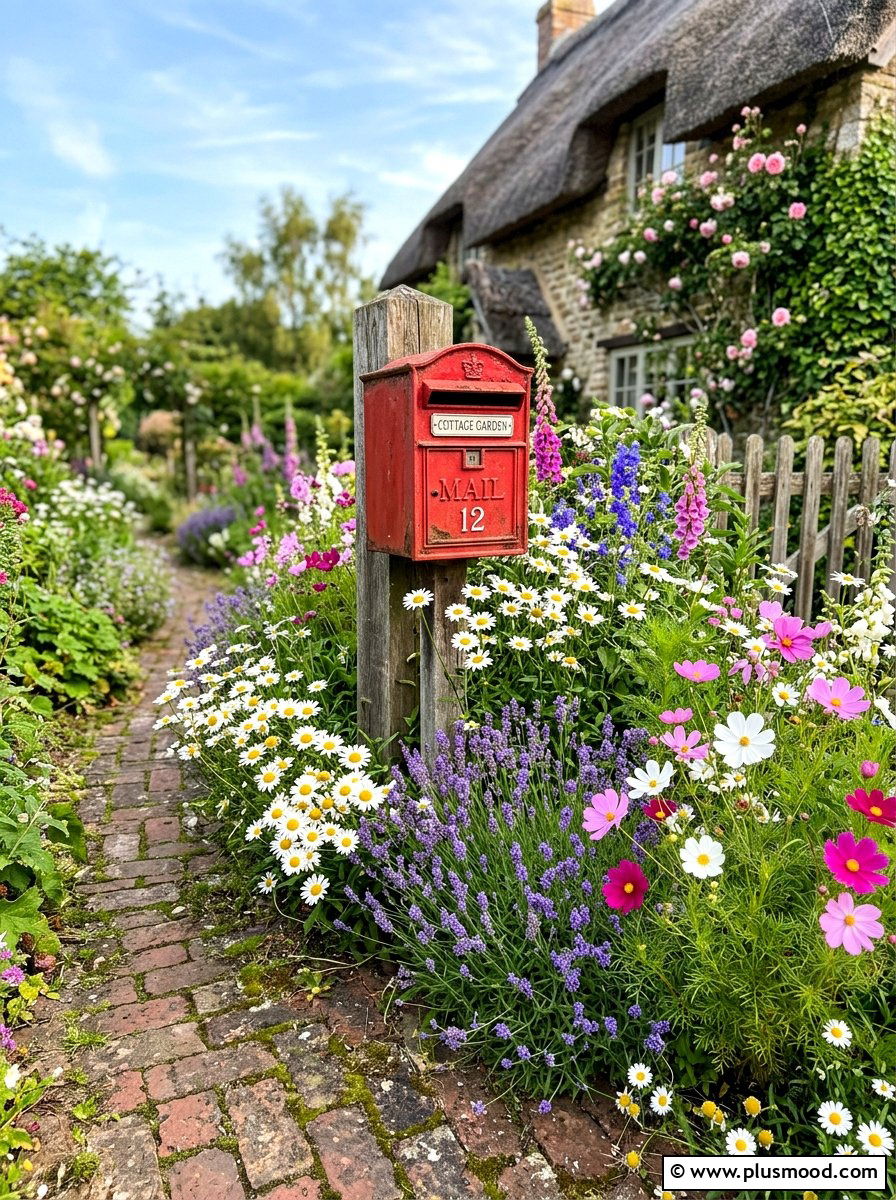Cottage garden mailbox flowers - 25 summer mailbox landscaping ideas
