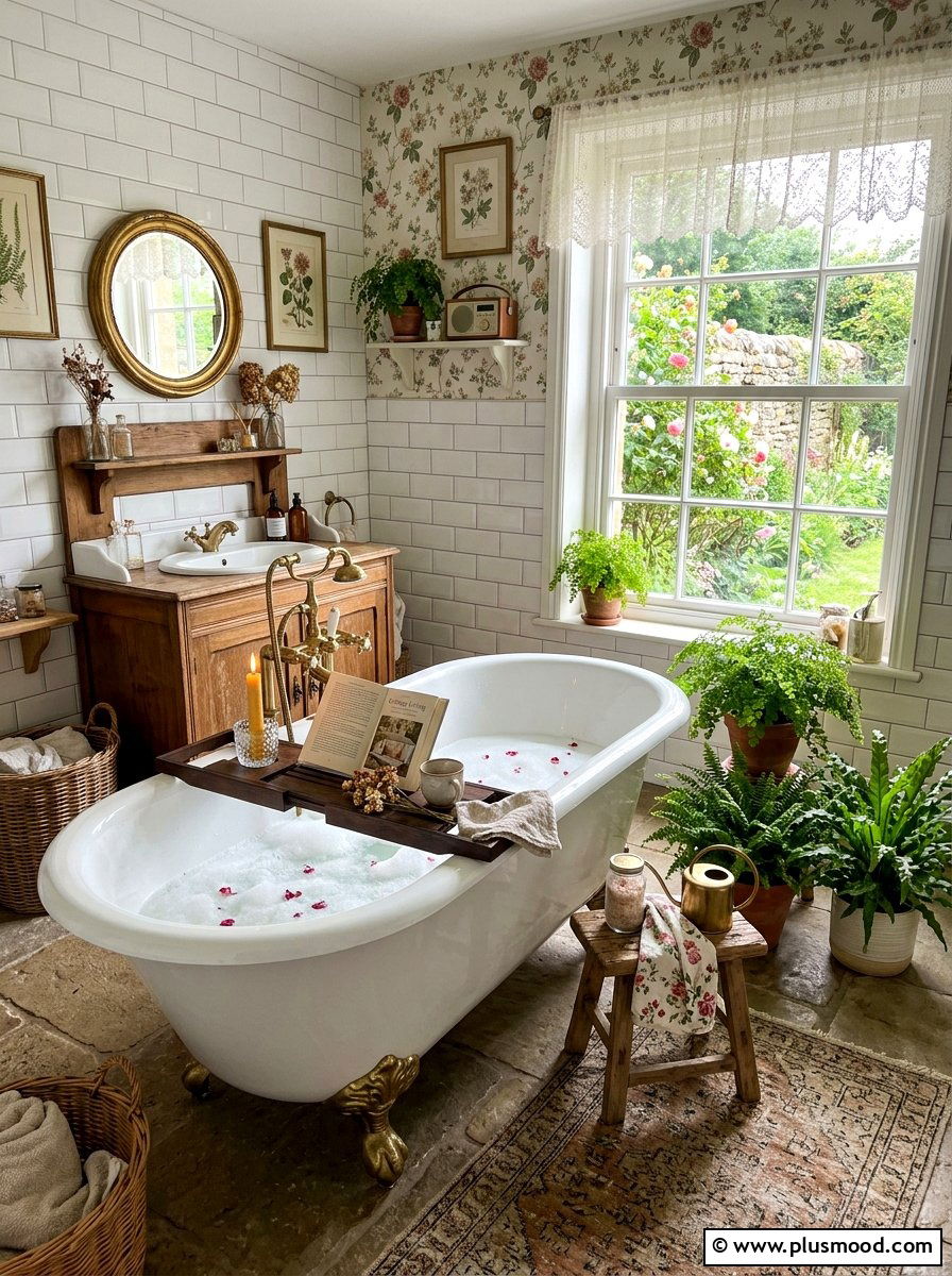 Cottagecore bathroom clawfoot tub - 25 summer fresh cottagecore decor ideas
