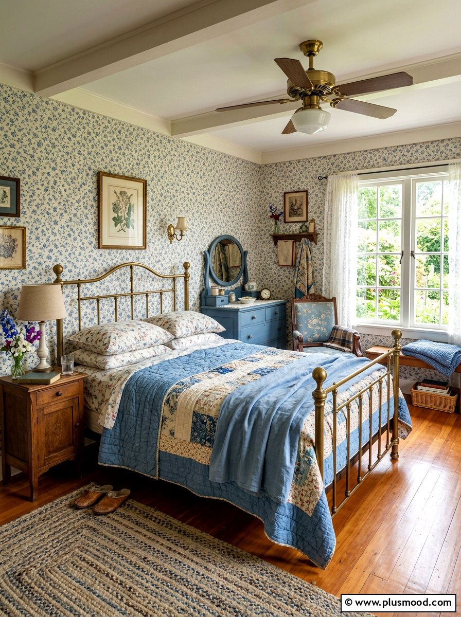Cottagecore blue bedroom - 25 summer white and blue bedroom ideas