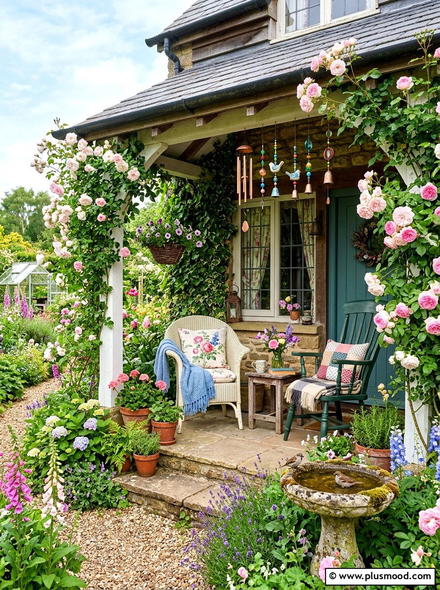 Cottagecore garden porch - 25 summer front porch styling ideas