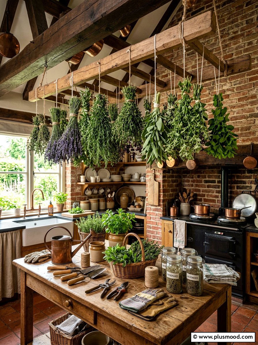 Cottagecore hanging herb drying - 25 summer fresh cottagecore decor ideas