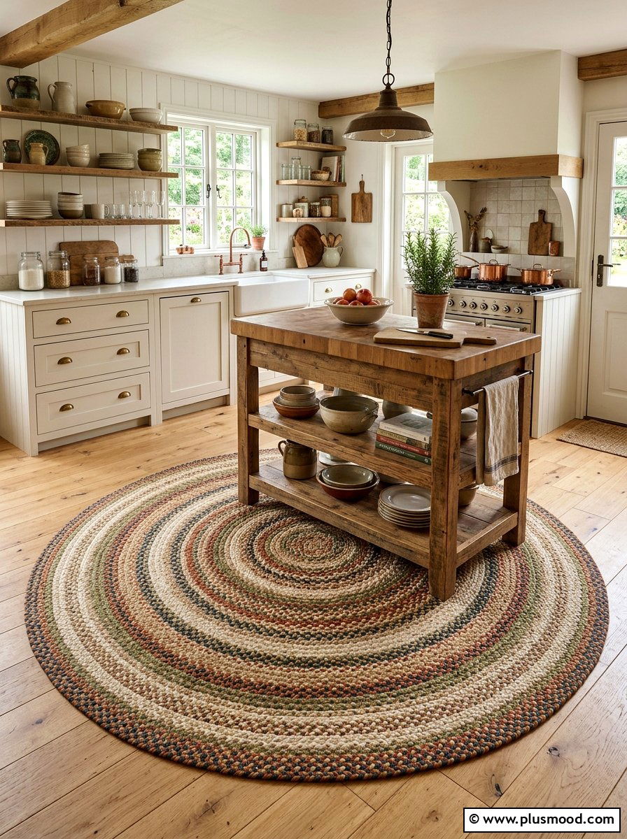 Cottagecore round braided rug - 25 summer fresh cottagecore decor ideas